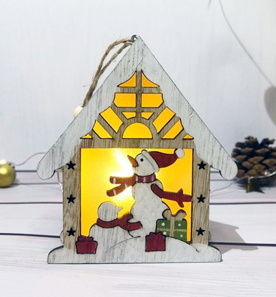 LED dekorácia MAGICHOME, SNEHULIAK v domčeku, závesná, 9,2x3x10,4 cm, teplá biela