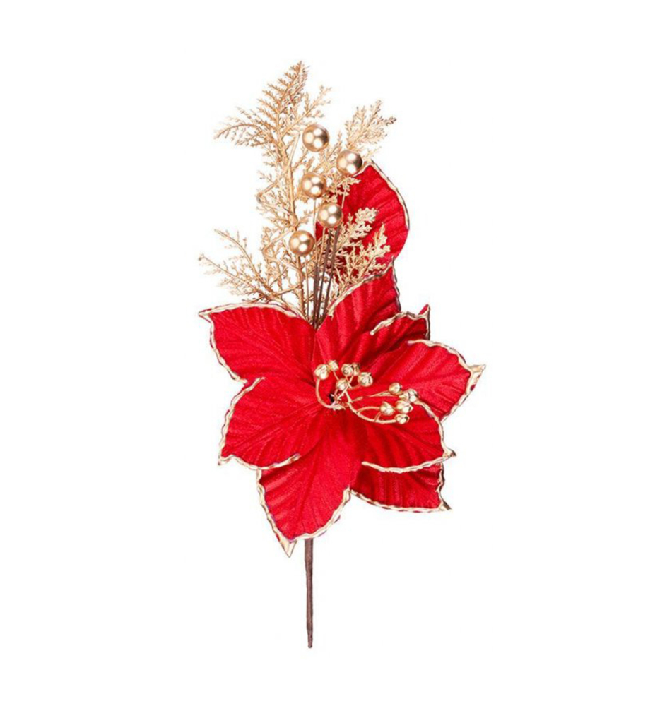 Kvet MAGICHOME VIANOCE, červený so zlatým lemovaním, 31 cm