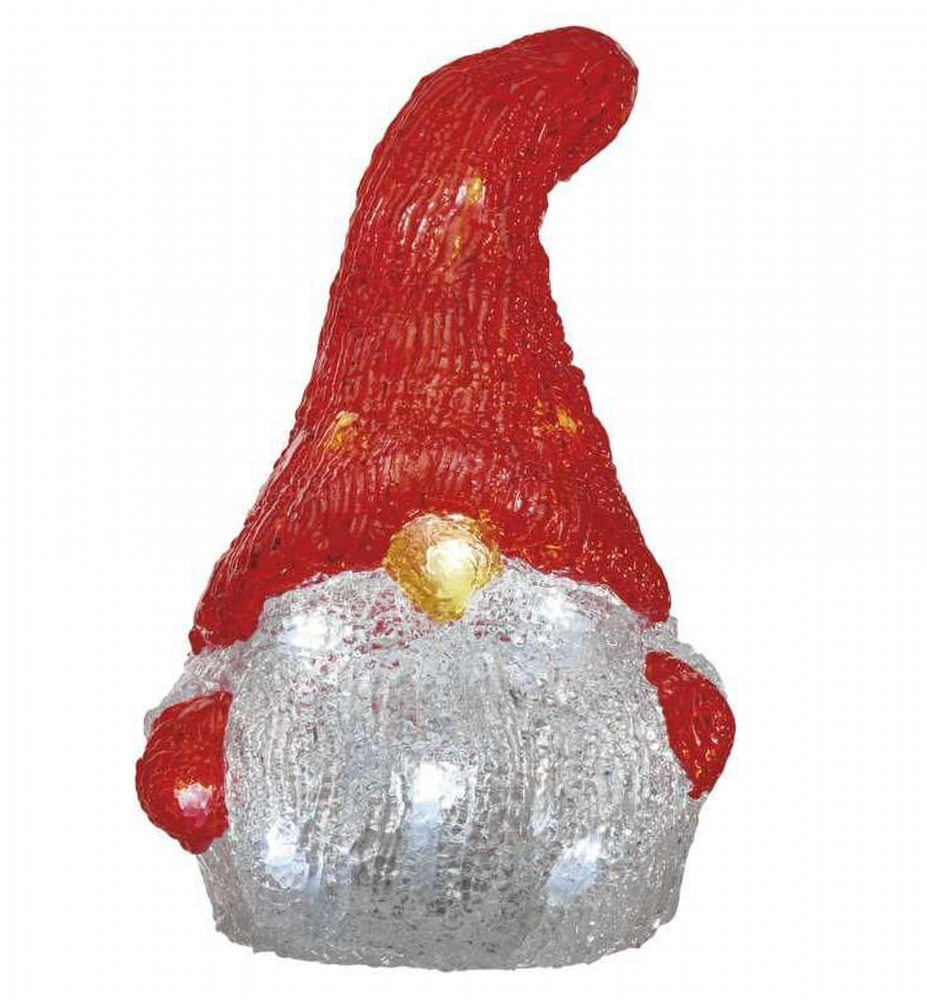 LED Vianočný ŠKRIATOK, 20 cm, 16 LED, studená biela, časovač