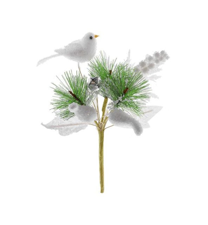 Vetvièka MAGICHOME VIANOCE, s vtáèikom, biela, 18 cm