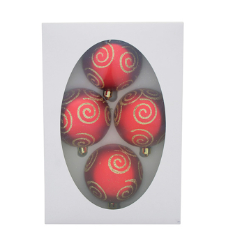 GULE MAGICHOME VIANOCE, 4 ks, červené s ornamentmi, 7 cm