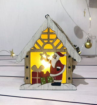 LED dekorácia MAGICHOME, SANTA v domèeku, závesná, 9x3x10,4 cm, teplá biela