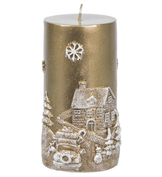 Svieka VIANOCE, 7x12,5 cm, zlat s krajinkou