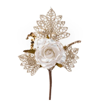 Vetvika MAGICHOME VIANOCE, s ruou, bielo zlat, 26 cm