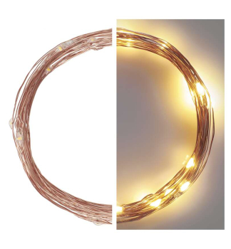 LED vianon nano reaz, meden, vonkajia, 40 LED, tepl biela, asova, 4 m