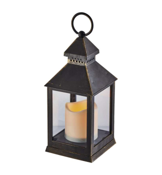 LED dekorácia LAMPÁŠ, antik èierny, 24x10,5 cm, blikajúci, vnútorný, vintage, èasovaè