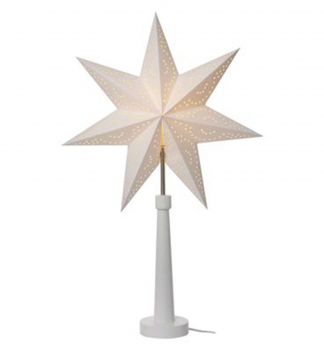 SVIETNIK na žiarovku, E14, biely s papierovou hviezdou, 46x70 cm, vnútorný