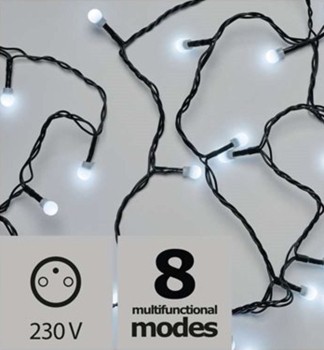LED vianočná reťaz CHERRY, guľôčky, 8 m, 80 LED, vonkajšia, studená biela