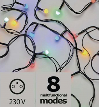 LED vianočná reťaz CHERRY, guľôčky, 20 m, 200 LED, multicolor, programy