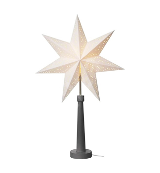 SVIETNIK na žiarovku, E14, sivý s papierovou hviezdou, 46x70 cm, vnútorný