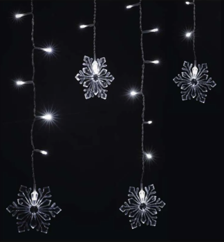 LED vianoèný záves – VLOÈKY, 135x50 cm, 60 LED, vnútorný, studená biela