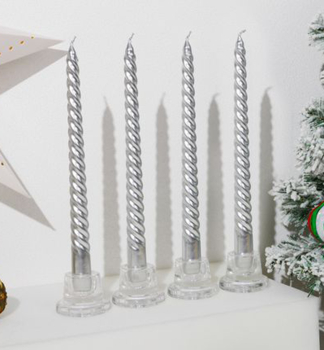 Svieka MAGICHOME VIANOCE, 25 cm, bal. 4 ks, strieborn, pirlov, toen