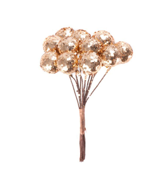 Vetvika MAGICHOME VIANOCE,  berries, zlat, 9 cm