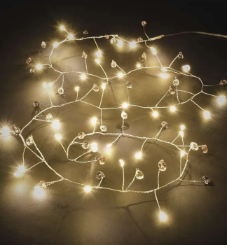 LED vianon girlanda  kamienky, 1,2 m, 3x AA, vntorn, tepl biela, asova