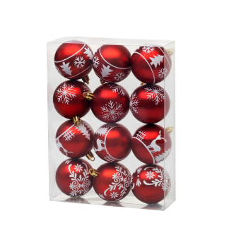 GULE MAGICHOME VIANOCE, 12 ks, 6 cm, erven s bielym ornamentom