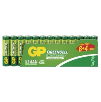 Zinko-chloridov� bat�ria GP Greencell R3 (AAA), 12 ks