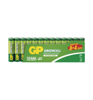 Zinko-chloridov� bat�ria GP Greencell R3 (AAA), 12 ks