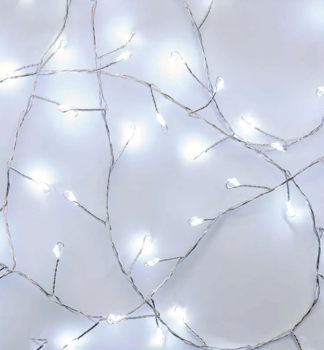 LED vianoèná nano re�az – ježko, 2,4 m, 3x AA, vnútorná, studená biela, èasovaè 